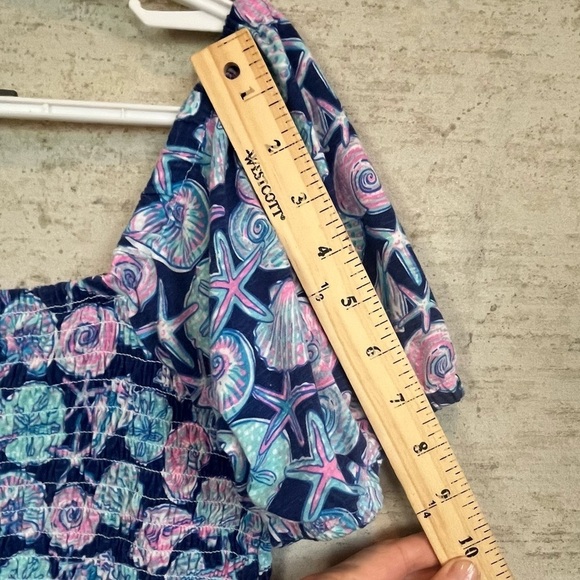 Simply Southern Crop Smocked Puff Sleeve Shirred Top Sz XXL Sea Shells Beach - Picture 11 of 14